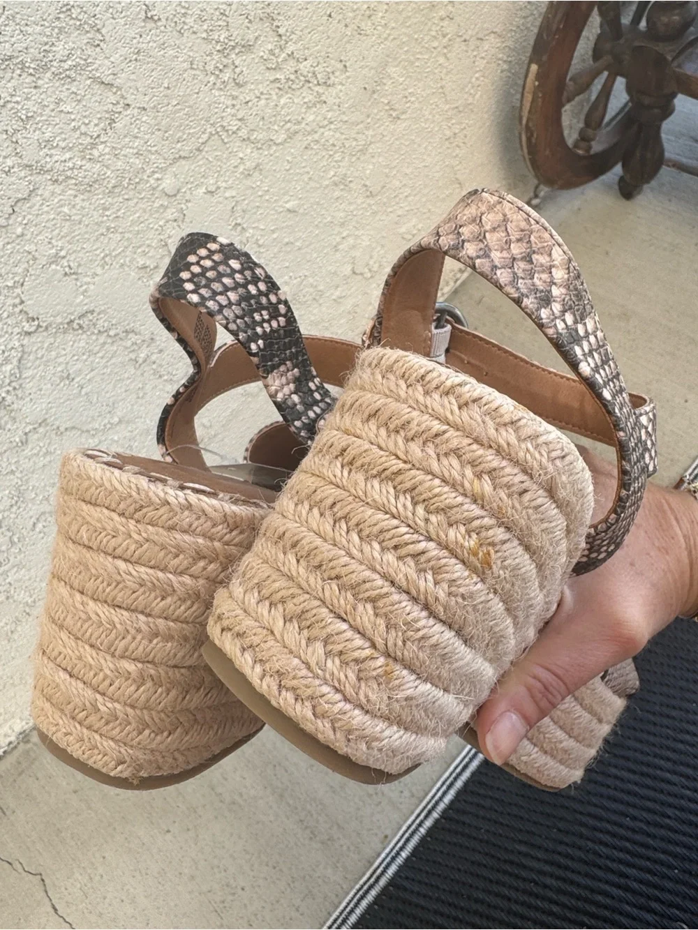 Women’s Snake-Print ankle strap wedge espadrille sandal size 8 new